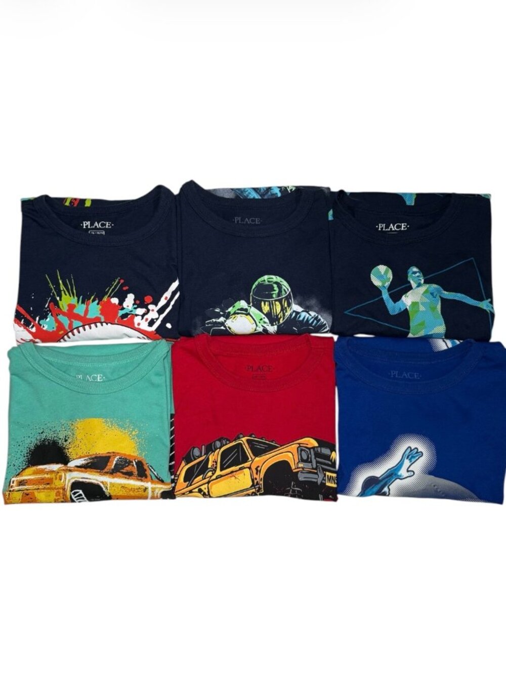 Set of 6 The Children's Place Boys Short Sleeve Graphic T-Shirts Size L(10/12)
